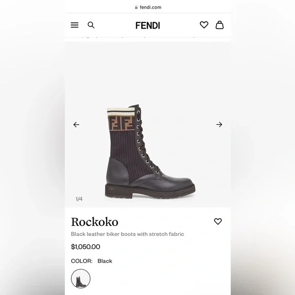 Fendi Rockoko Combat Logo Boots size 37 - Picture 6 of 6